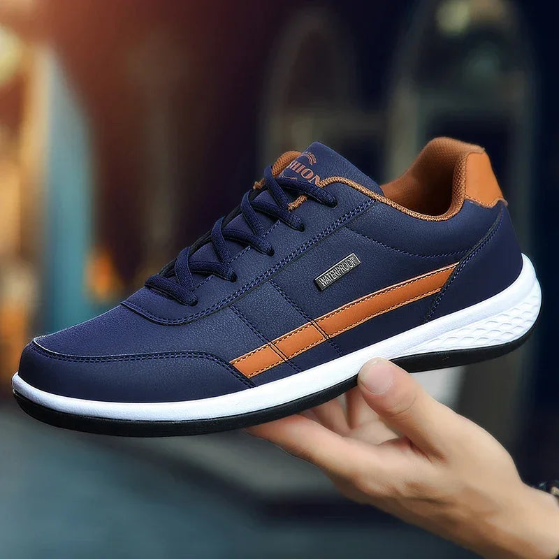 PUAMSS Men’s PU Leather Sneakers – Breathable Casual Non-Slip Shoes - Evallys.com