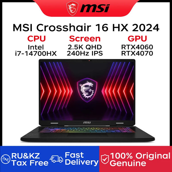 2024 MSI Crosshair 16 HX Laptop 16 Inch 2.5K QHD 240Hz IPS Screen Netbook i7-14700HX 16GB 1TB RTX4060 Notebook Gaming Computer - Evallys.com # #