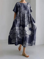 Harajuku Floral Print Women’s Dress – Loose Fit Ankle-Length Casual - Evallys.com