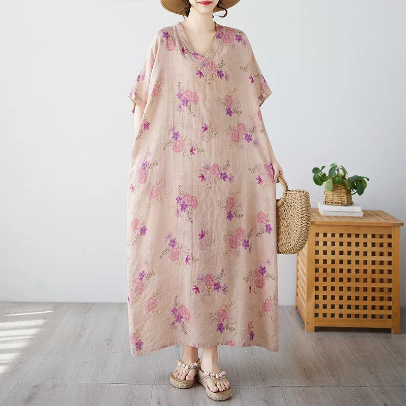 Bohemian Summer Maxi Dress – Vintage Loose Beach Streetwear - Evallys.com