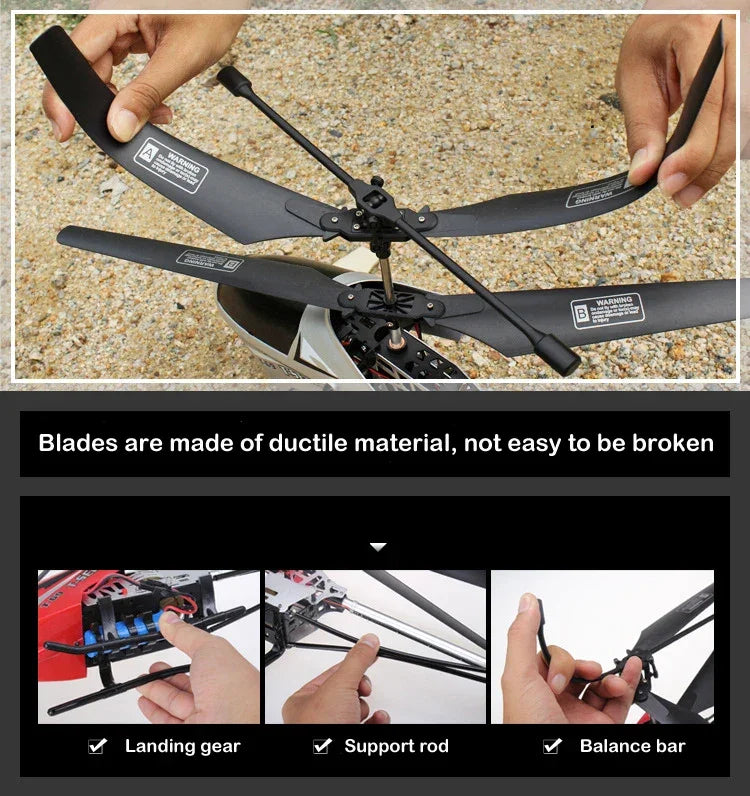 Rc Helicopter With Remote Control Extra Durable Big Plane Toy For Kids Drone Model Outdoor 3.5CH 80cm Aircraft Large Helicoptero - Evallys.com
