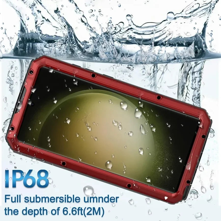 For Samsung S23 S22 Ultra S22 Plus IP68 Aluminum Metal Waterproof Phone Case Heavy Duty Screw Bumper Shockproof Cover Bracket - Evallys.com # #