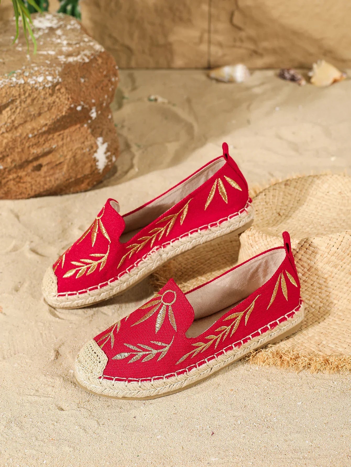 Women’s Classic Round-Toe Flats – Slip-On Leather Espadrille Loafers - Evallys.com