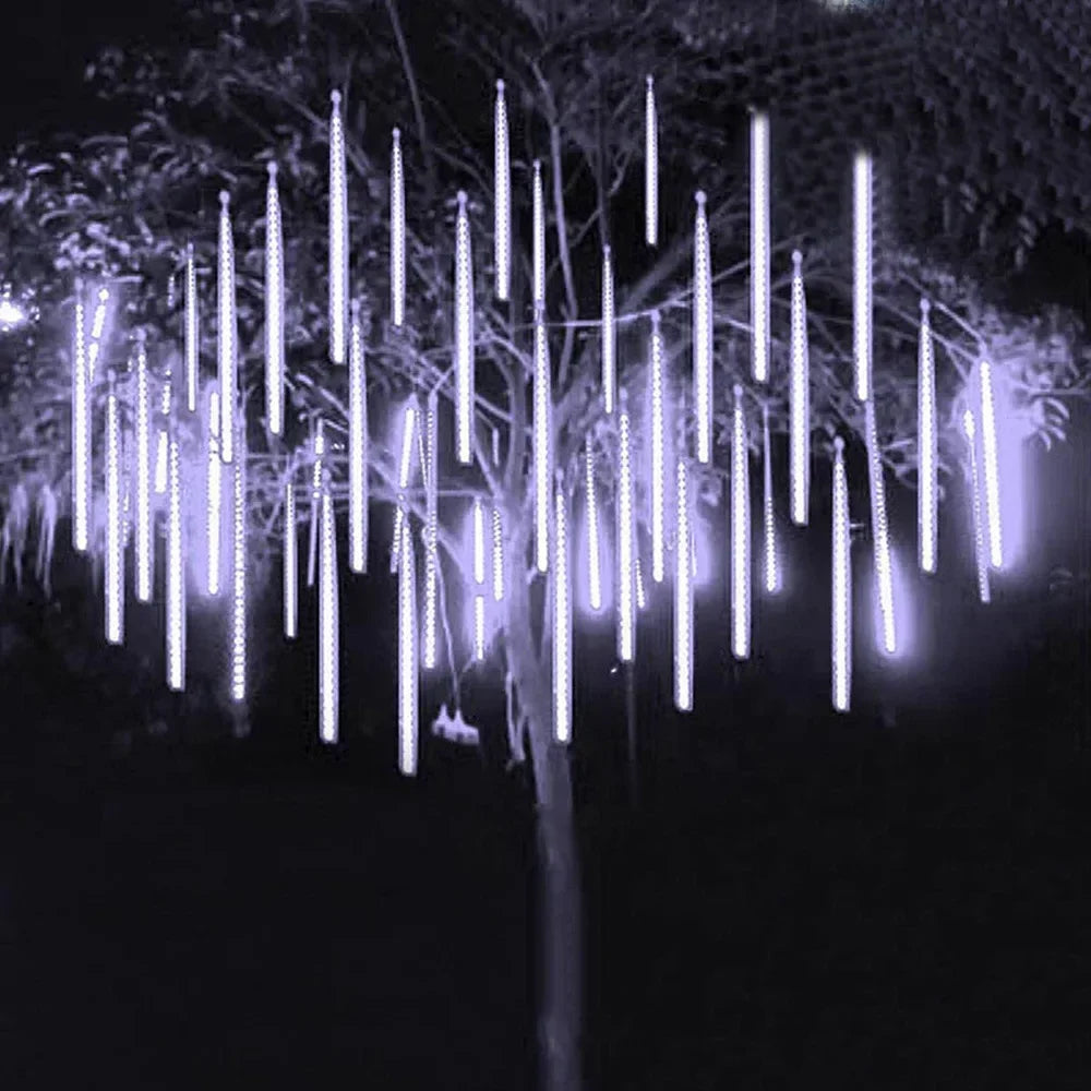 LED Meteor Shower Rain Lights Waterproof Falling Raindrop Fairy String Light Christmas Decoration Outdoor Holiday Party Patio - Evallys.com