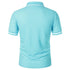 New Men's Short Sleeve Polo Shirts Solid Color Casual T-shirt Summer Trendy Breathable Loose Basic Splice Top Pockets Men Shirts - Evallys.com