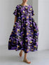 Harajuku Floral Print Women’s Dress – Loose Fit Ankle-Length Casual - Evallys.com