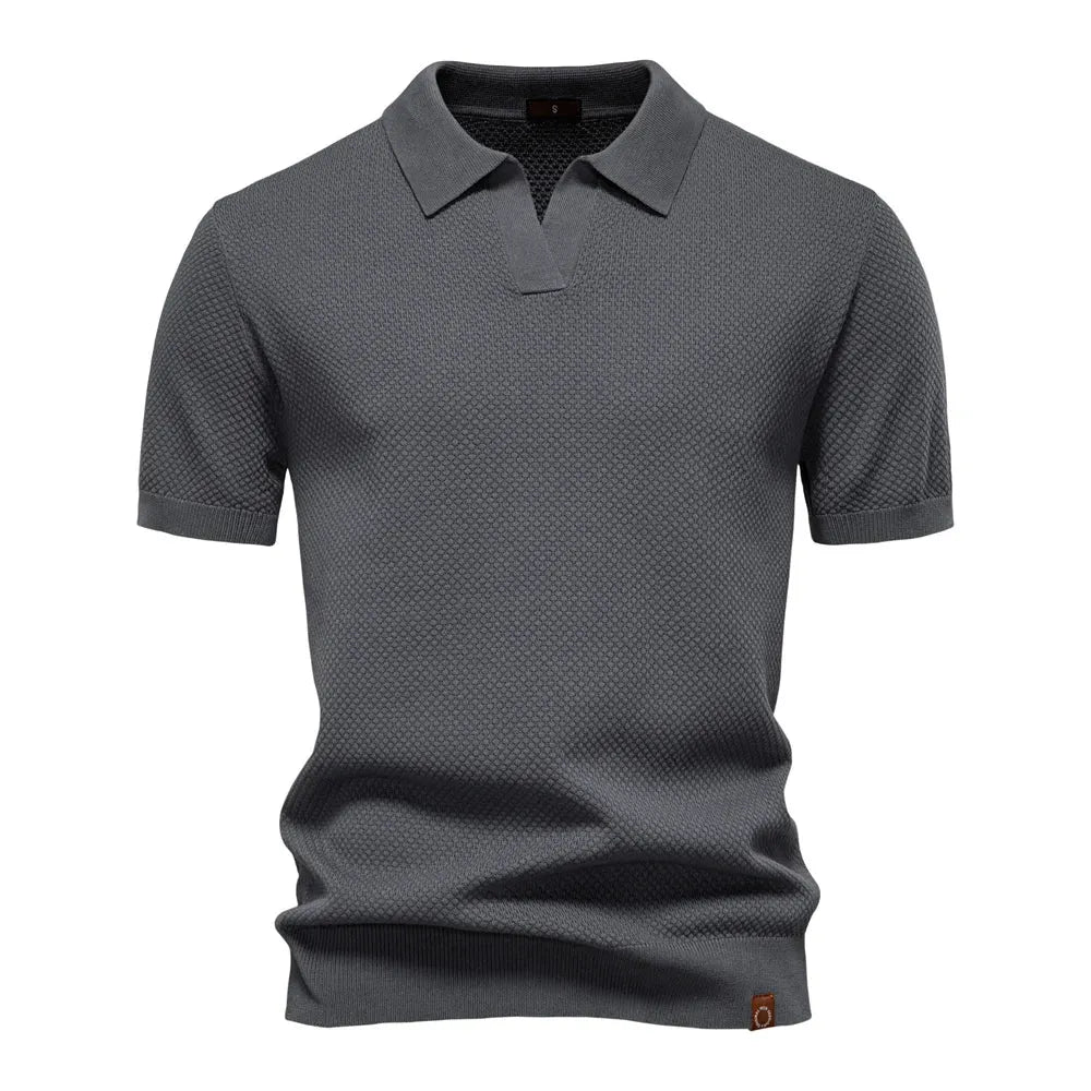 AIOPESON Men's Summer Breathable Polo Shirt Short Sleeve Solid Color Casual Polo Shirts for Men Lightweight Stretch Polo ﻿ - Evallys.com