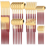 48pcs Black Gold Cutlery Set Knife Fork Coffee Spoon Dinnerware Stainless Steel Tableware Flatware Western Kitchen Silverware