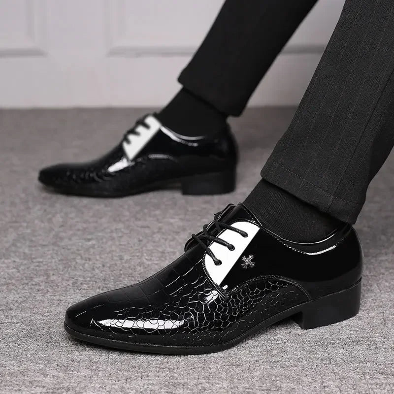 Luxury Men’s Patent Leather Business Shoes – Formal Wedding Oxfords - Evallys.com