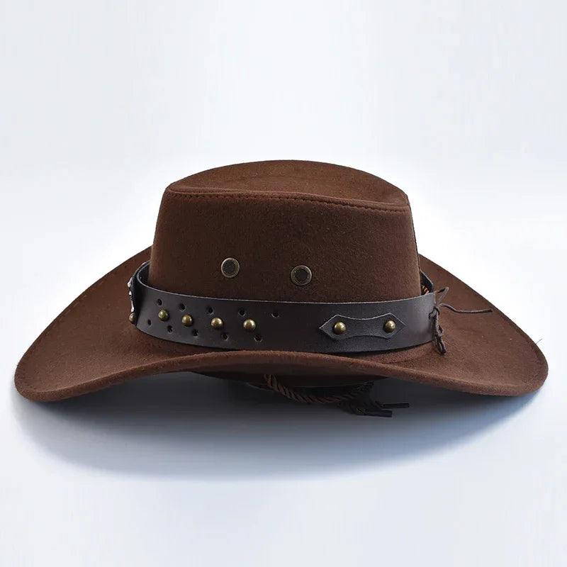 Vintage Suede Western Cowboy Hat – Party & Cosplay Big-Brim Cap - Evallys.com