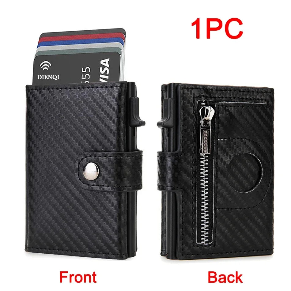 Rfid Carbon Fiber Men Wallets for Airtag Luxury Slim Mini Credit Card Holder Wallets for Men Air Tag Tracker Minimalist Purse - Evallys.com