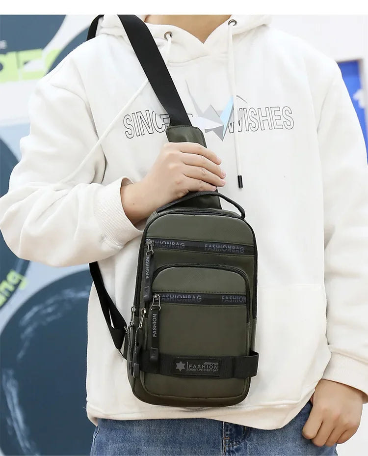 Chest Bag For Men New Large Capacity Shoulder Korean Version Travel Lightweight Nylon Crossbody Bag Backpack - Evallys.com
