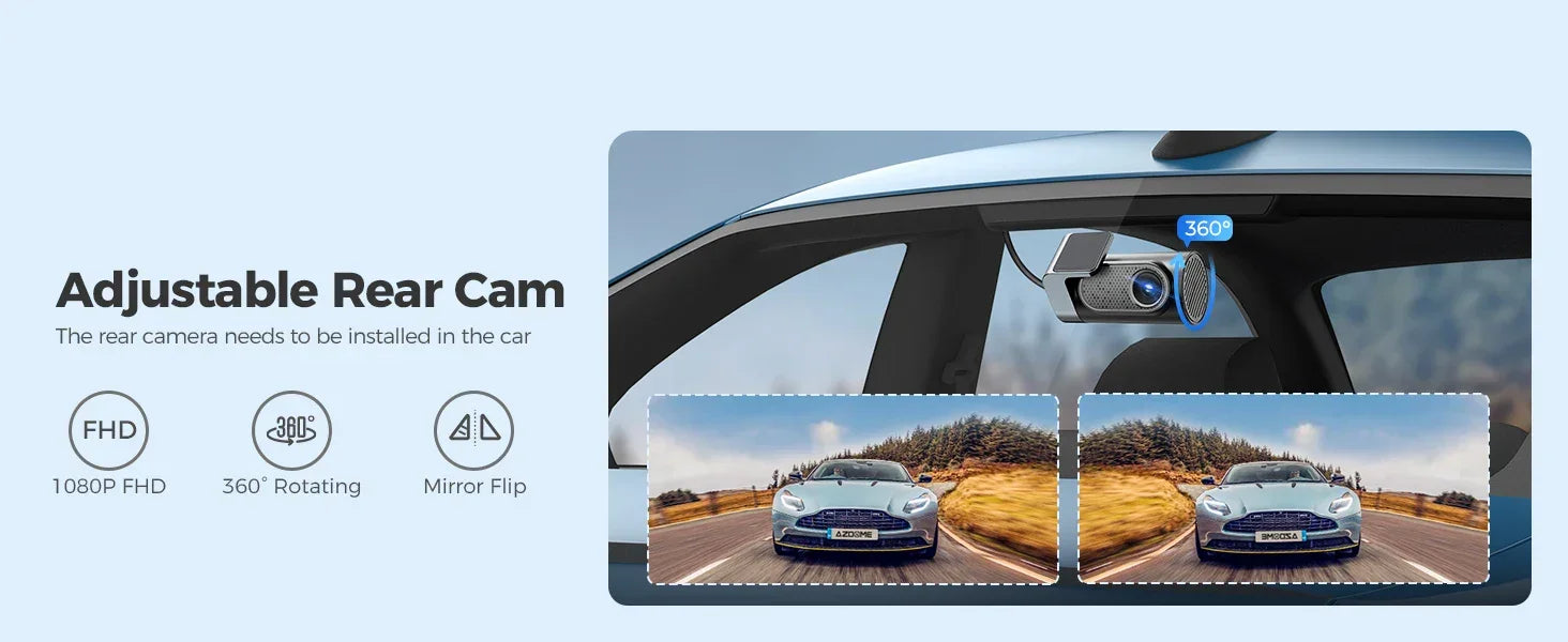 Upgrade AZDOME M550 Pro Car DVR Dash Cam 4K 5.8Ghz WiFi 2/3 Cameras Front/Cabin/Rear Cam GPS Night Vision Parking Monitor داش كا - Evallys.com