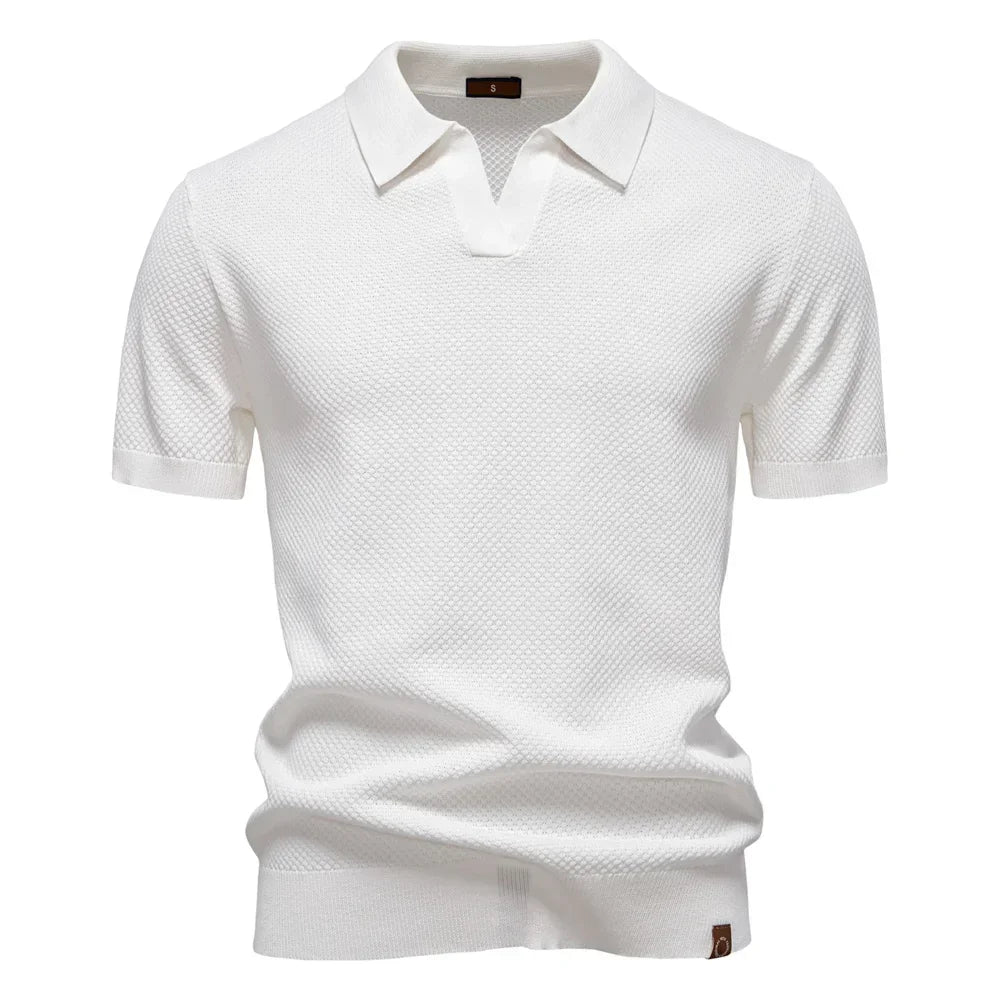 AIOPESON Men's Summer Breathable Polo Shirt Short Sleeve Solid Color Casual Polo Shirts for Men Lightweight Stretch Polo ﻿ - Evallys.com