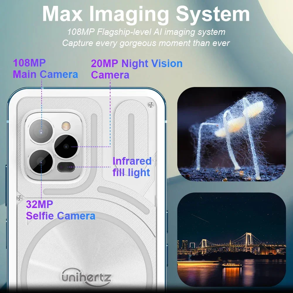 Unihertz Luna Smartphone Rhythm Ambient LED strip Music Phone 8GB RAM 256GB ROM 108MP G99 Mobile Phone Night Vision Cellphone - Evallys.com