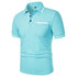 New Men's Short Sleeve Polo Shirts Solid Color Casual T-shirt Summer Trendy Breathable Loose Basic Splice Top Pockets Men Shirts - Evallys.com