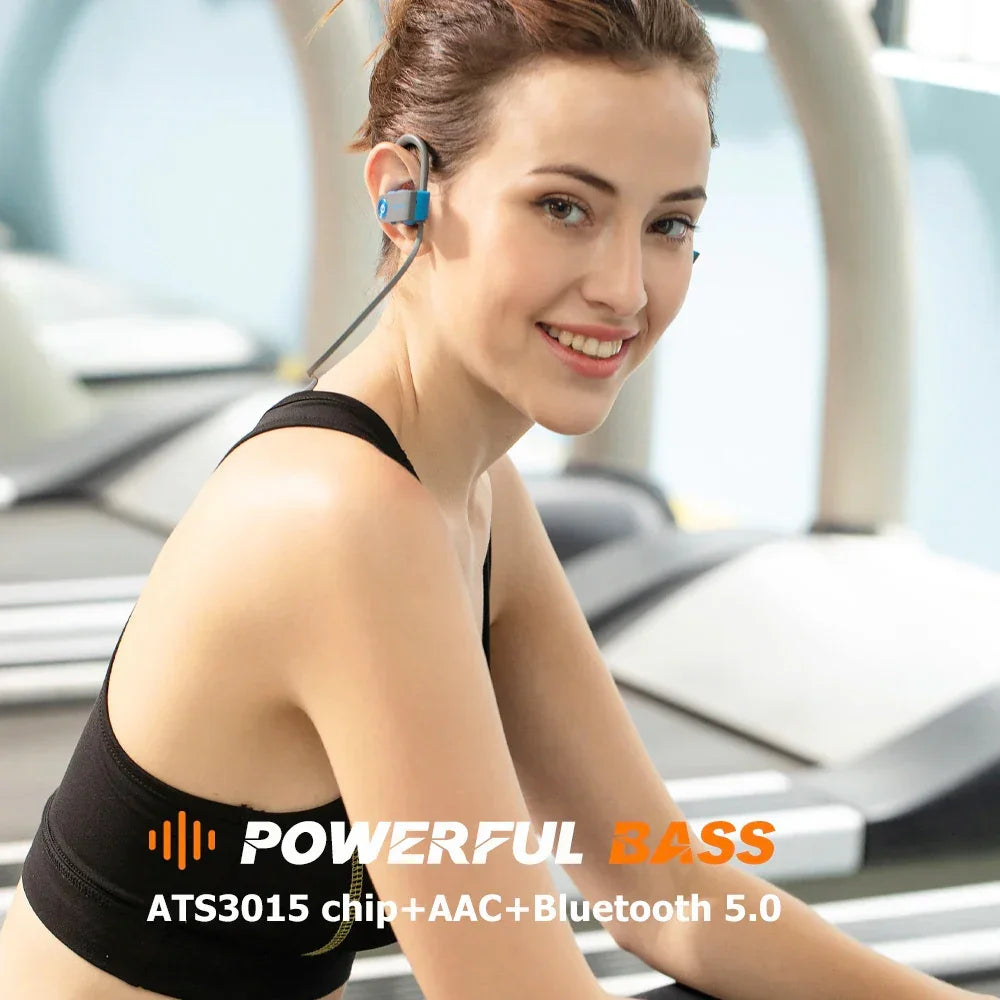 Wavefun XBuds Bluetooth Earphone Wireless Headphones with Ear Hook IPX7 Waterproof Super Bass Sport Earphones Music Gaming Mode - Evallys.com