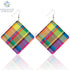 SOMESOOR Madras & Plaid Fabric Design Wooden Drop Earrings Afro Ethnic Headwrap Pattern Print Ear Dangle Jewelry For Women Gifts - Evallys.com