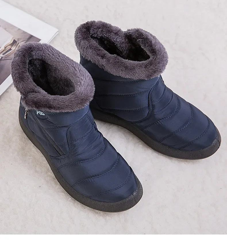 Women's Boots Women's Ankle Boots With Fur Winter Shoes Women Low Heels Winter Boots Snow Waterproof Botas Mujer Winter Footwear - Evallys.com