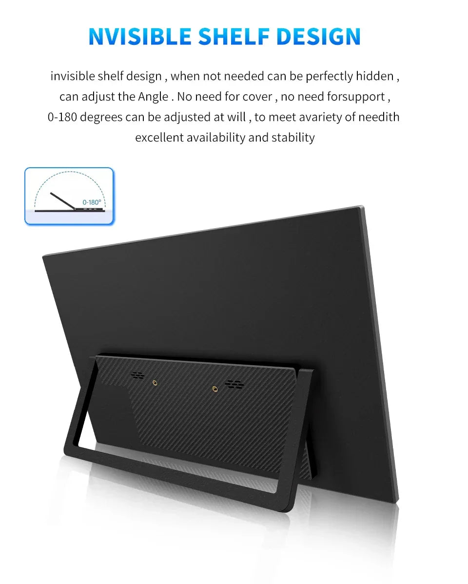 HGFRTEE 15.6inch Portable Monitor FHD-IPS Panel Second Screen for Laptop Gaming Extended Display with Type C HDMI - Evallys.com