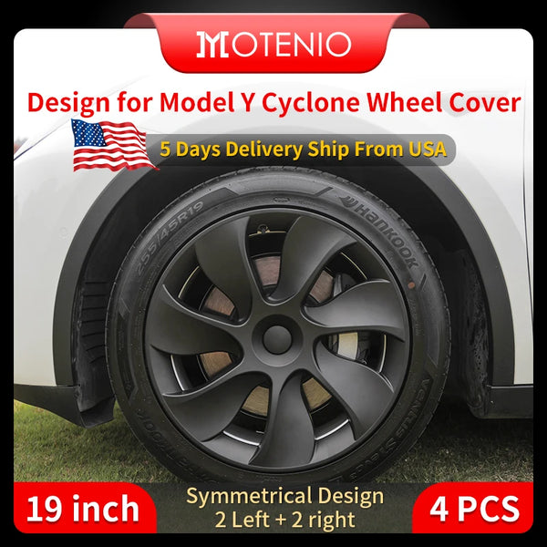 4PCS Wheel Cover For Tesla Model Y 2020-2024 19 Inch Right＆Left Hubcaps Cyclone Style Wheel Cover Replacement Accessories - Evallys.com # #