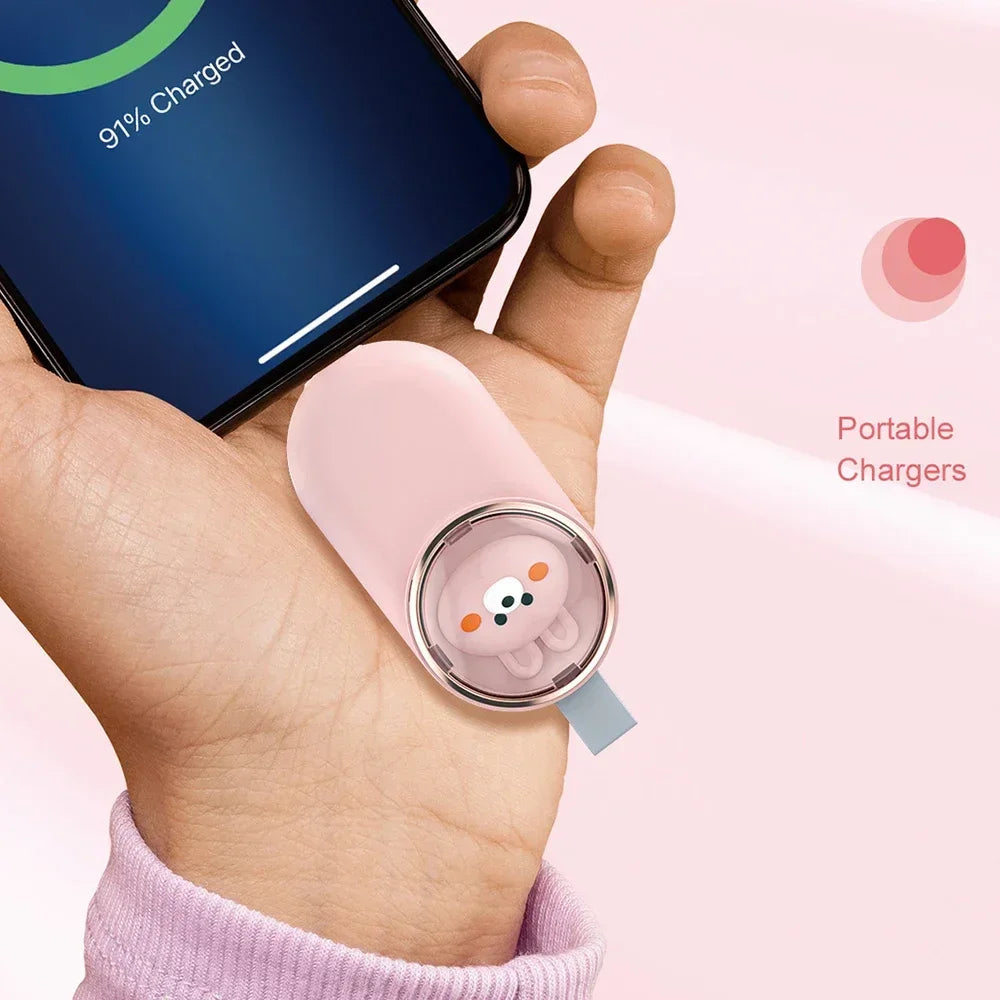 1000mAh Mini Power Bank Portable Mobile Phone Charger Fast Charging Type-C Port Power Bank Keychain for IPhone Samsungs Huaweii - Evallys.com