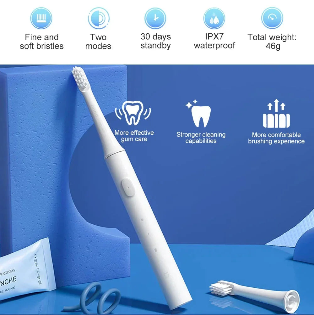 XIAOMI Mijia T100 Sonic Electric Toothbrush Mi Smart Waterproof Tooth Head Brush IPX7 Rechargeable USB for Teeth Brush Whitening - Evallys.com