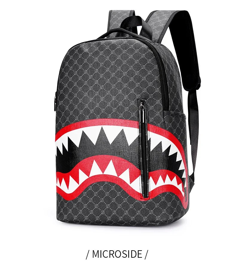 Shark Mouth Plaid Backpack – Large Laptop Bag for School & College - Evallys.com