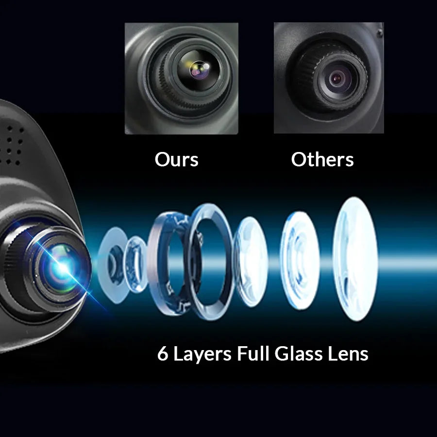 Dashcam 4.3Inch 1080P IPS Car DVR Driving Recorder Rearview Mirror Dual Lens Car Recorder Front and Rear Black Box - Evallys.com