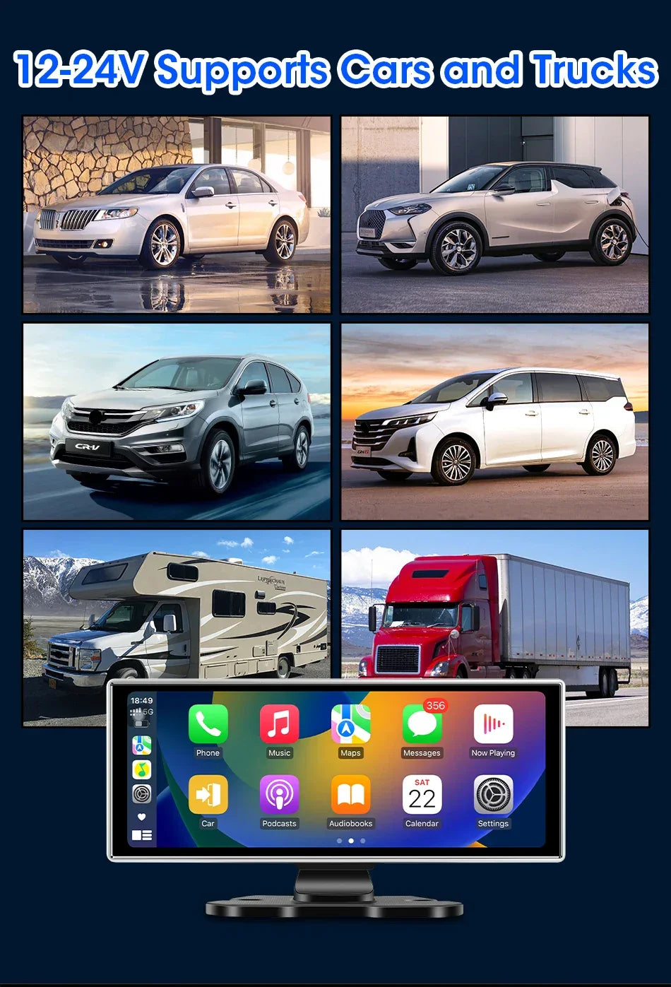 11.26 inch Car DVR 4K Dash Cam Dual Lens Wireless Carplay & Android Auto Video Recorder Monitor GPS Navigation 5G Wifi FM AUX - Evallys.com