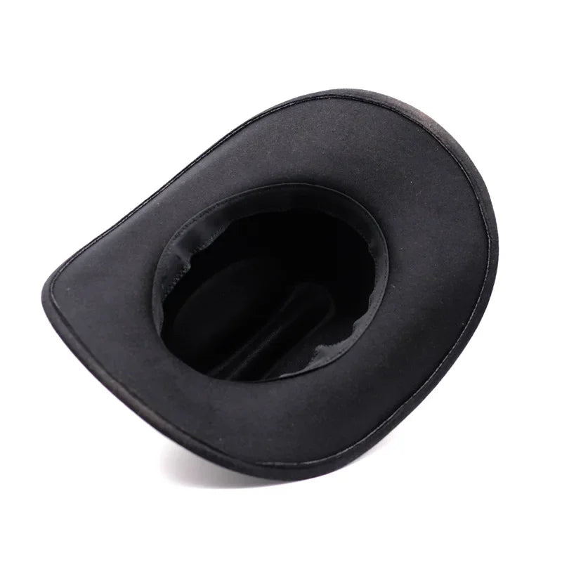 Vintage Western Cowboy Hat – Unisex Wide Brim Leather Jazz Cap - Evallys.com