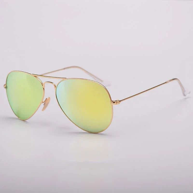 Top Quality Real Glass Lenses Men Women Sunglasses Brand Fashion Pilot Metal Frame Classic Style Outdoor UV400 Sun Glasses - Evallys.com