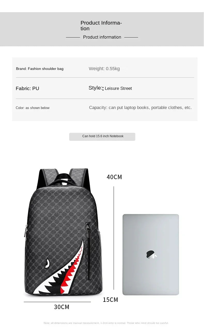 Shark Mouth Plaid Backpack – Large Laptop Bag for School & College - Evallys.com