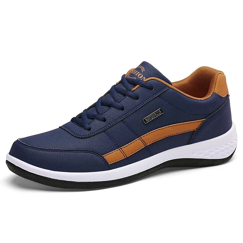 PUAMSS Men’s PU Leather Sneakers – Breathable Casual Non-Slip Shoes - Evallys.com