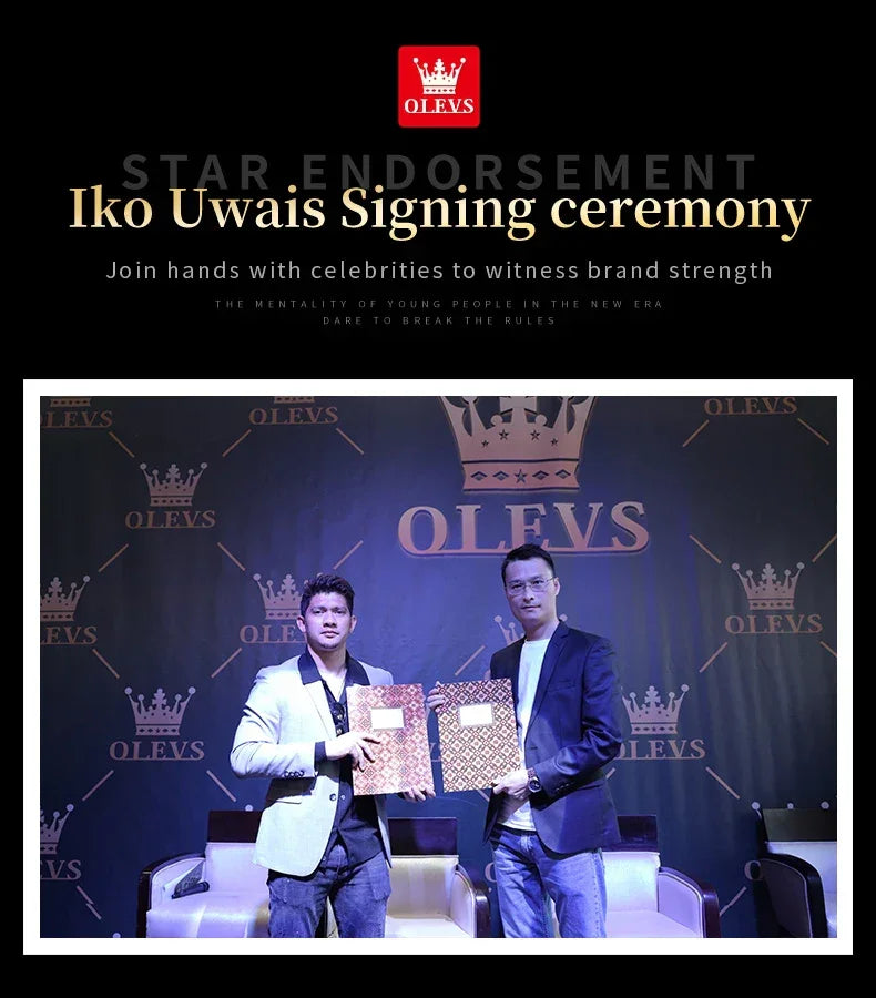 OLEVS Men's Watches Automatic Mechanical Business Wristwatch Waterproof Stainless Steel Strap Watch for Man Skeleton Calendar - Evallys.com