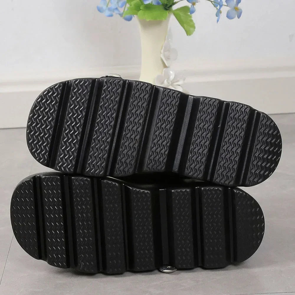 DoraTasia Retro INS Black Round Toe Heel Studded Punk Nightclub Ladies Mary Jane Y2 Lace Buckle Lolita Women's Shoes - Evallys.com