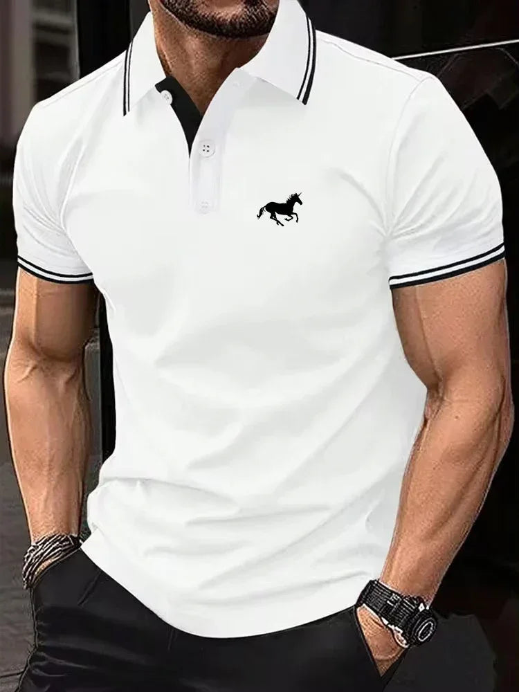 New Men's T-shirt Classic Short sleeved Polo Shirt Summer Top Casual T-shirt Button Lapel Super Large S-3XL Casual Polo Shirt - Evallys.com
