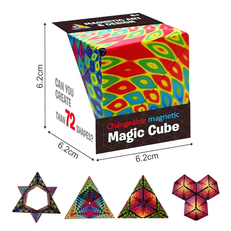Variety Geometric Changeable Magnetic Magic Cube Anti Stress 3D Hand Flip Puzzle Cube Kids Stress Reliever Fidget Toy - Evallys.com