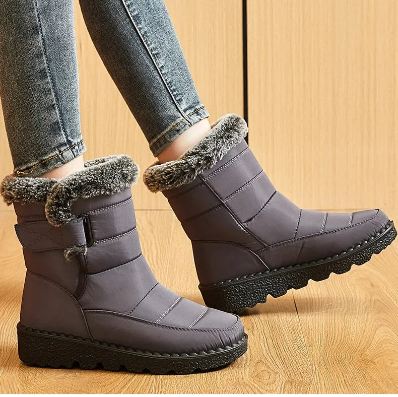 Women's Boots 2024 Trend Winter Shoes For Woman Winter Boots Ankle Low Heels Botas Mujer Waterproof Snow Boots With Fur Shoes - Evallys.com