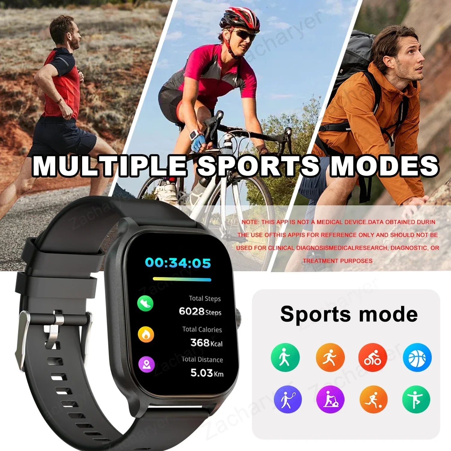 Smart watch, wireless calling/dial, multi-Sport mode, calling reminder and rejection, SMS reminder, for iPhone/Andriod - Evallys.com
