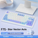 AULA F75 2.4G Wireless/Bluetooth/Wired Gaming Mechanical Keyboard RGB Customized 75% Layout Cherry Profile Gasket Structure - Evallys.com