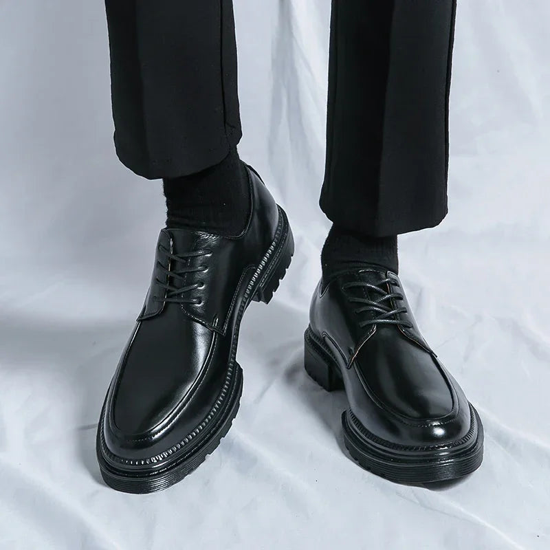 Mens Oxford White Leather Shoes Whole Luxury Formal Business Wedding Dress Shoes for men Thick bottom Casual Original Moccasins - Evallys.com