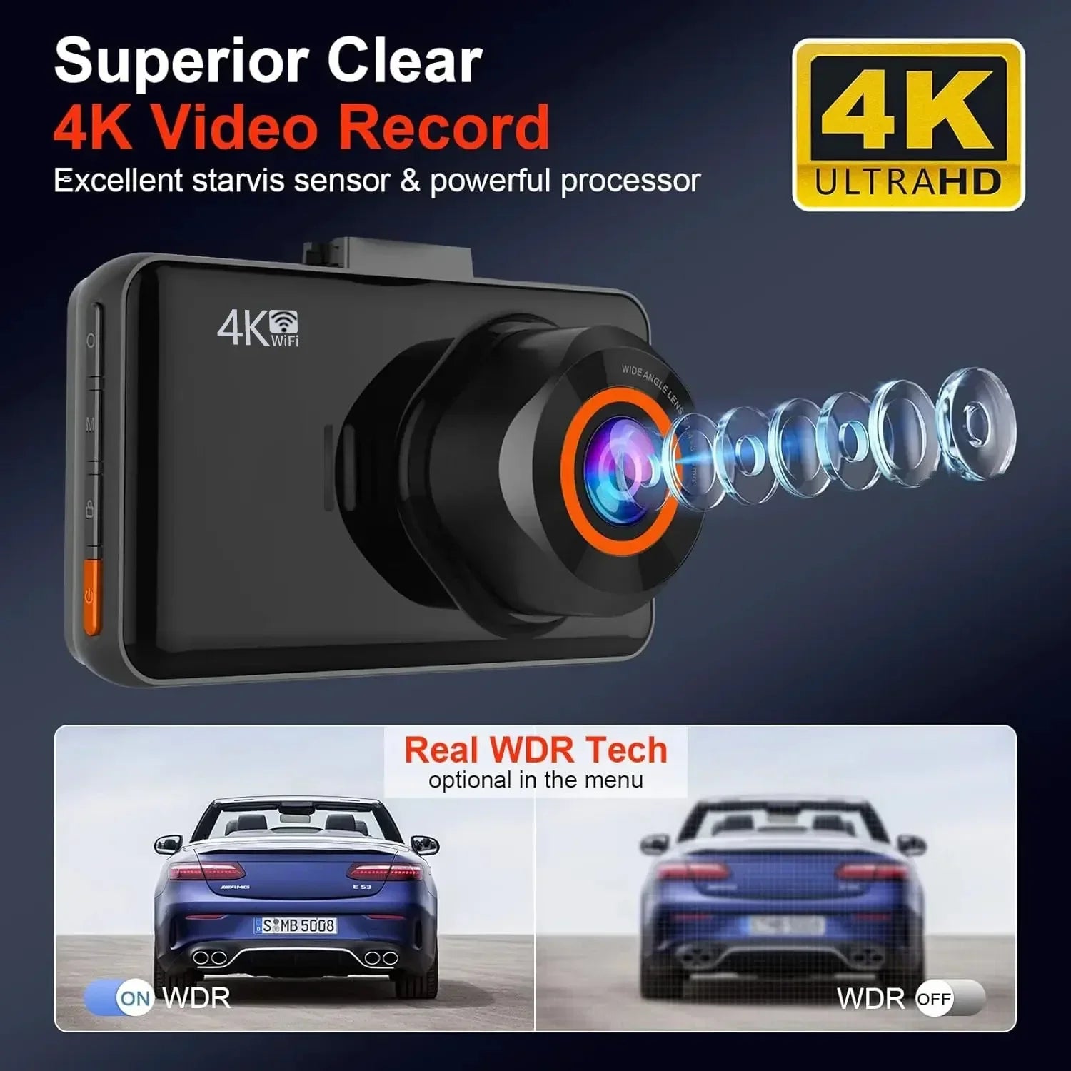 Dash Cam for Cars 4K Front and Rear Camera Car Dvr WIFI Car Camera for Vehicle Video Recorder Rear View Camera Parking Monitor - Evallys.com