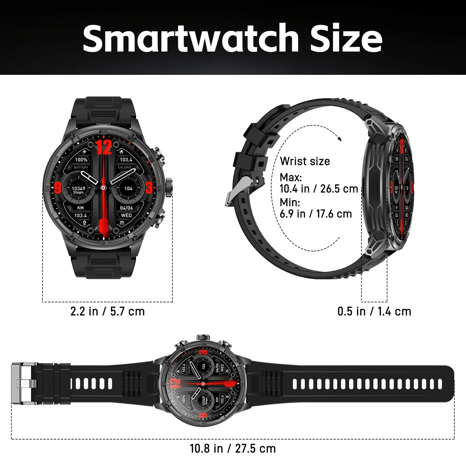 LaNikar New Military Smart Watches for Men 1.85”HD Rugged Smart Watch 710mAh Battery 100+ Sports Modes Heart Rate Sleep Monitor - Evallys.com