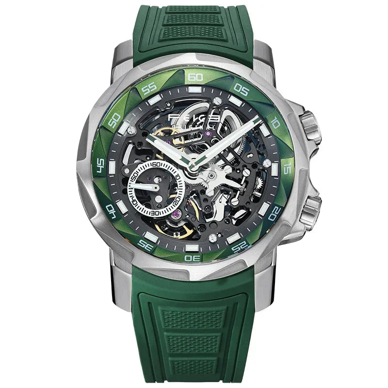 FEICE 2025 new double-sided skeleton trend men's automatic mechanical watch luminous waterproof-FM511 - Evallys.com