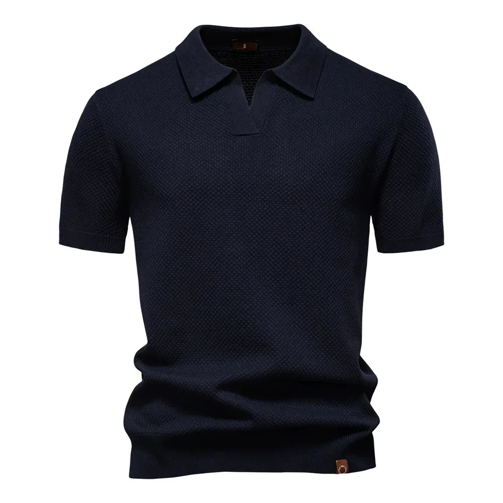 AIOPESON Men's Summer Breathable Polo Shirt Short Sleeve Solid Color Casual Polo Shirts for Men Lightweight Stretch Polo ﻿ - Evallys.com