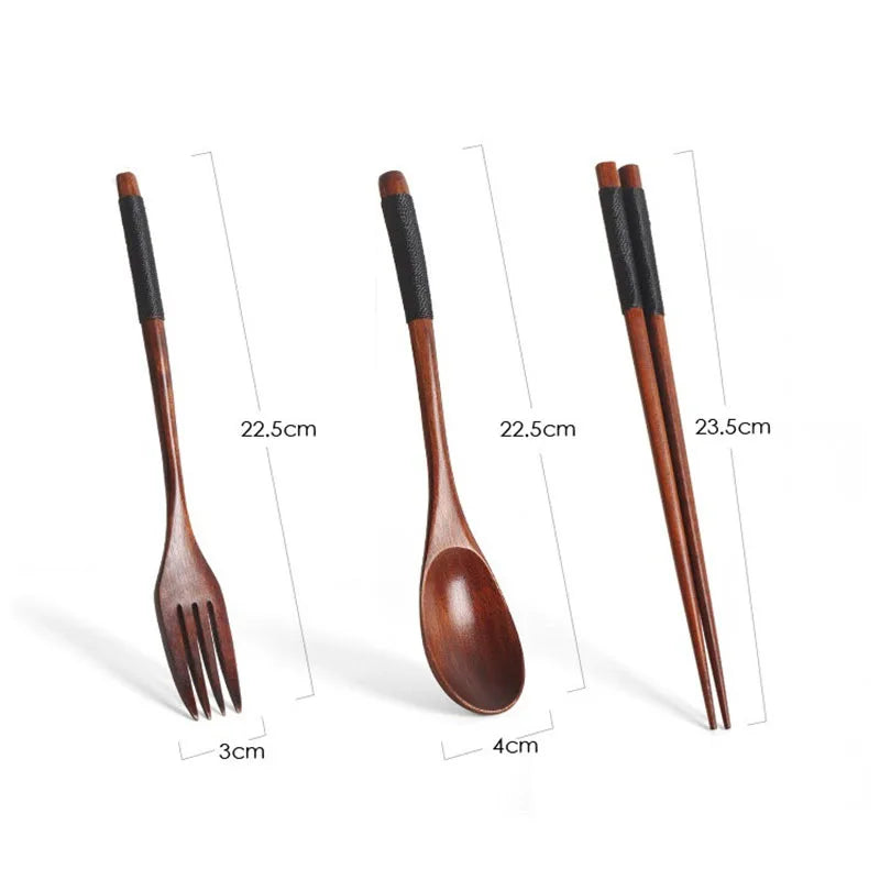 Japanese Wooden Spoon Fork Chopsticks Set Sushi Cutlery High Quality Eco-friendly Portable Tableware Set Kitchen Utensils Gifts