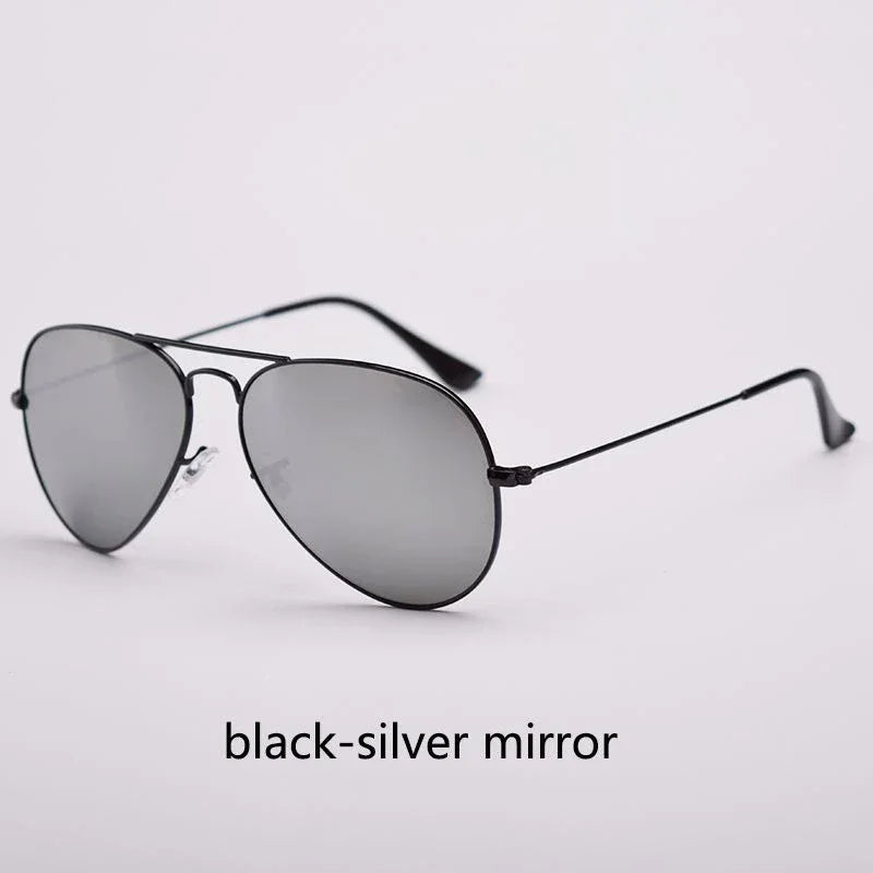 Top Quality Real Glass Lenses Men Women Sunglasses Brand Fashion Pilot Metal Frame Classic Style Outdoor UV400 Sun Glasses - Evallys.com