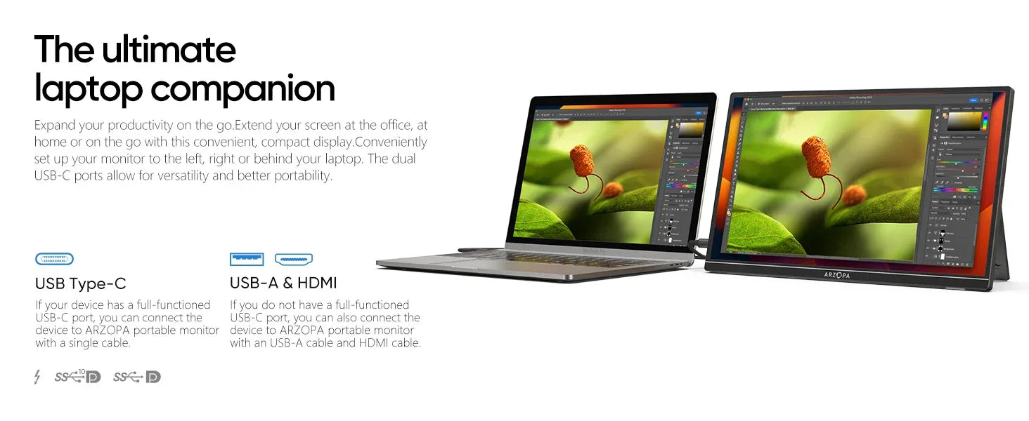 ARZOPA Portable Monitor 17.3'' 1080P HDR IPS Kickstand Speakers for PC Mac Phone Xbox Switch PS HDMI USB External Laptop Screen - Evallys.com