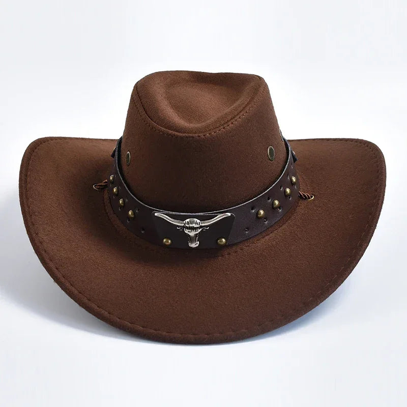 Vintage Suede Western Cowboy Hat – Party & Cosplay Big-Brim Cap - Evallys.com